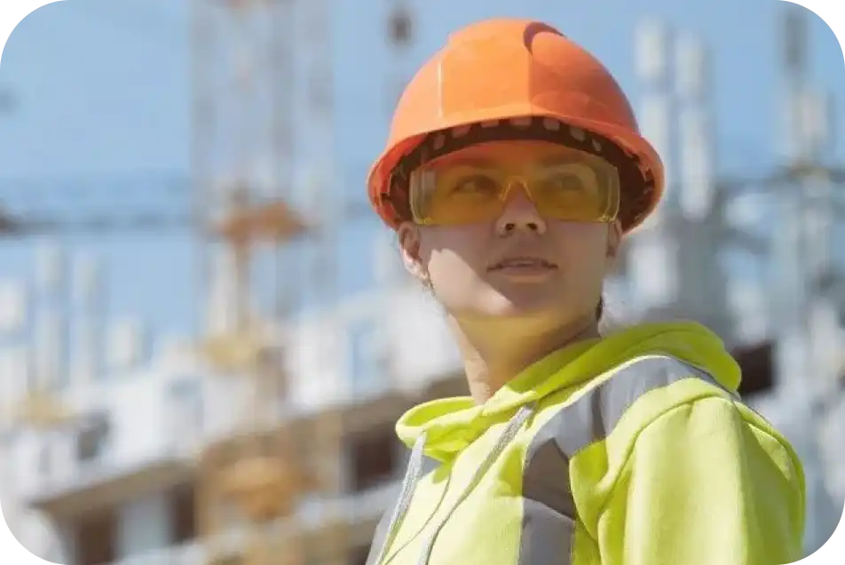 Workplace Security Construction site worker in safety gear ensuring security on-site